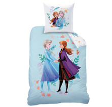 Disney Frozen Dekbedovertrek, Sisters - 140 x 200 cm + 63 x 63 cm - Katoen