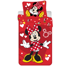 Disney Minnie Mouse Dekbedovertrek, Red Heart - Eenpersoons - 140 x 200 + 70 x 90 cm - Katoen