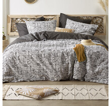 De Witte Lietaer Dekbedovertrek, Cuzco Stone Grey - 140 x 220 cm + 60 x 70 cm - Katoen Perkal