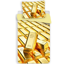 Goud Dekbedovertrek, Gold Bars - 140 x 200 + 70 x 90 cm - Polyester