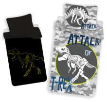 Dinosaurus Dekbedovertrek - T-Rex Glow in the Dark - 140 x 200 + 70 x 90 cm - Katoen