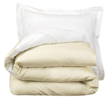 De Witte Lietaer Dekbedovertrek Katoen Perkal, Bumblebee White / Ivory - 140 x 200 + 60 x 70 cm