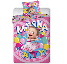 Masha en de Beer Dekbedovertrek Let's Party 140 x 200 cm + 1 kussensloop 70 x 90 cm - 100% katoen