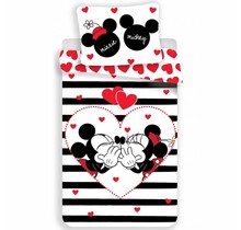 Disney Minnie Mouse Dekbedovertrek Stripe 140 x 200 cm + 1 kussensloop van 70 x 90 cm - Katoen