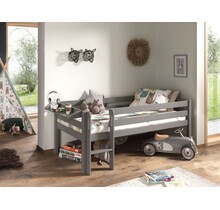 Halfhoogslaper Pino - Grijs - 90x200cm - met bedplank (variant 2)