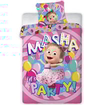 Masha en de Beer Dekbedovertrek Let's Party 140 x 200 cm + 1 kussensloop 70 x 90 cm - 100% katoen