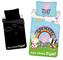 Peppa Pig Dekbedovertrek Glow in the Dark, Playmates - Eenpersoons - 140 x 200 + 70 x 90 cm  - Katoen