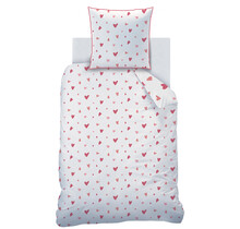 Matt & Rosse Dekbedovertrek, Heart - Eenpersoons - 140 x 200 + 63 x 63 cm - Katoen