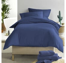 De Witte Lietaer Dekbedovertrek, Olivia Blue Indigo - 140 x 200/220 + 60 x 70 cm - Katoen Satijn