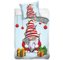 In Home Dekbedovertrek, Christmas Gnome - Eenpersoons - 140 x 200 + 60 x 70 cm - Katoen