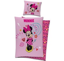 Disney Minnie Mouse Dekbedovertrek, Pretty Pink - Eenpersoons - 140 x 200 + 60 x 70 cm - Katoen