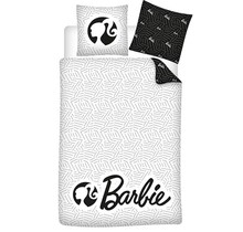 Barbie Dekbedovertrek, Black White - Eenpersoons - 140 x 200 + 63 x 63 cm - Polyester