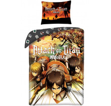 Attack on Titan Dekbedovertrek, Eren - 140 x 200 cm + 70 x 90 cm - Katoen