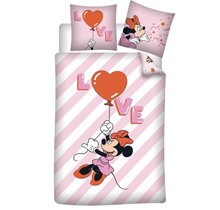 Disney Minnie Mouse Dekbedovertrek, Love Balloon - Eenpersoons - 140 x 200 + 65 x 65 cm - Katoen