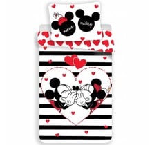 Disney Minnie Mouse Dekbedovertrek Stripe 140 x 200 cm + 1 kussensloop van 70 x 90 cm - Katoen
