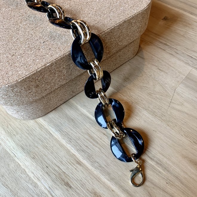 Chain Marble Bag Strap Black