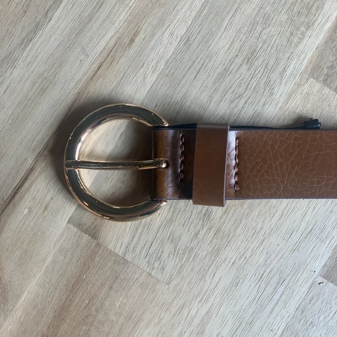 Belt Plain Cognac/Goud