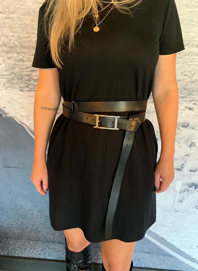 Double waist belt black