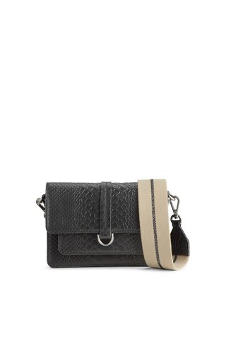 MarkBerg Milena Crossbody Bag Snake Black w/Camel + Gunmetal Strap MarkBerg Milena Crossbody Bag Snake Black w/Camel + Gunmetal Strap
