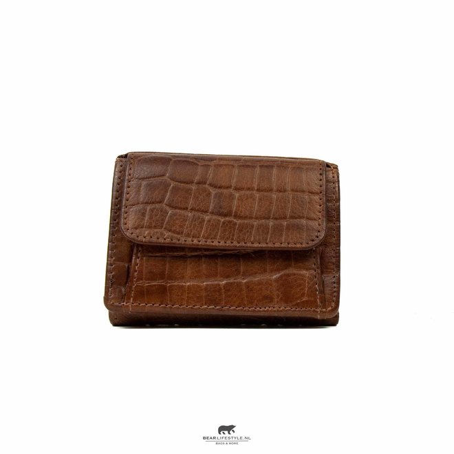 Croco Mini Wallet Cognac