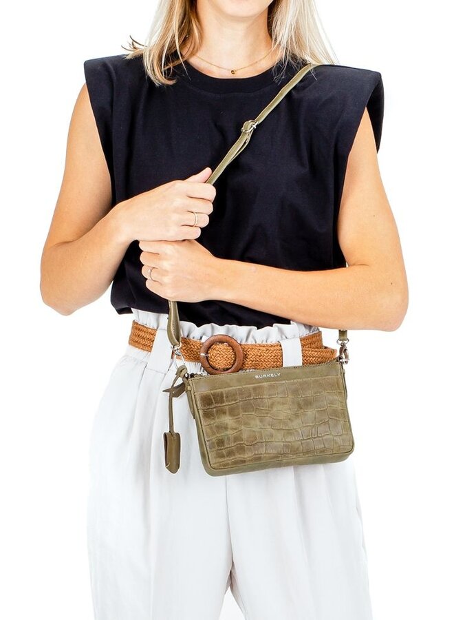 Croco Caia Crossbody Clutch M Green