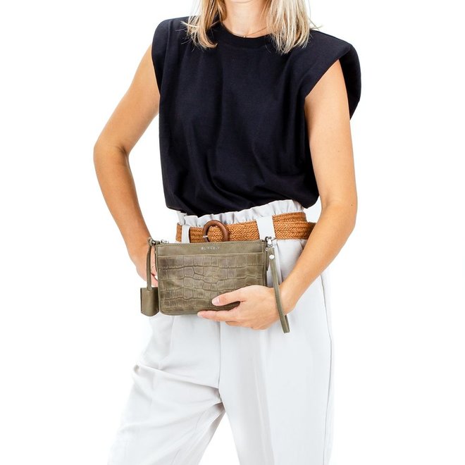 Croco Caia Crossbody Clutch M Green