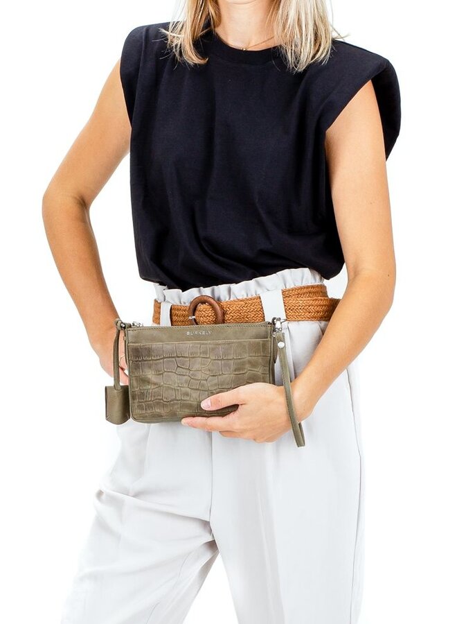 Croco Caia Crossbody Clutch M Green