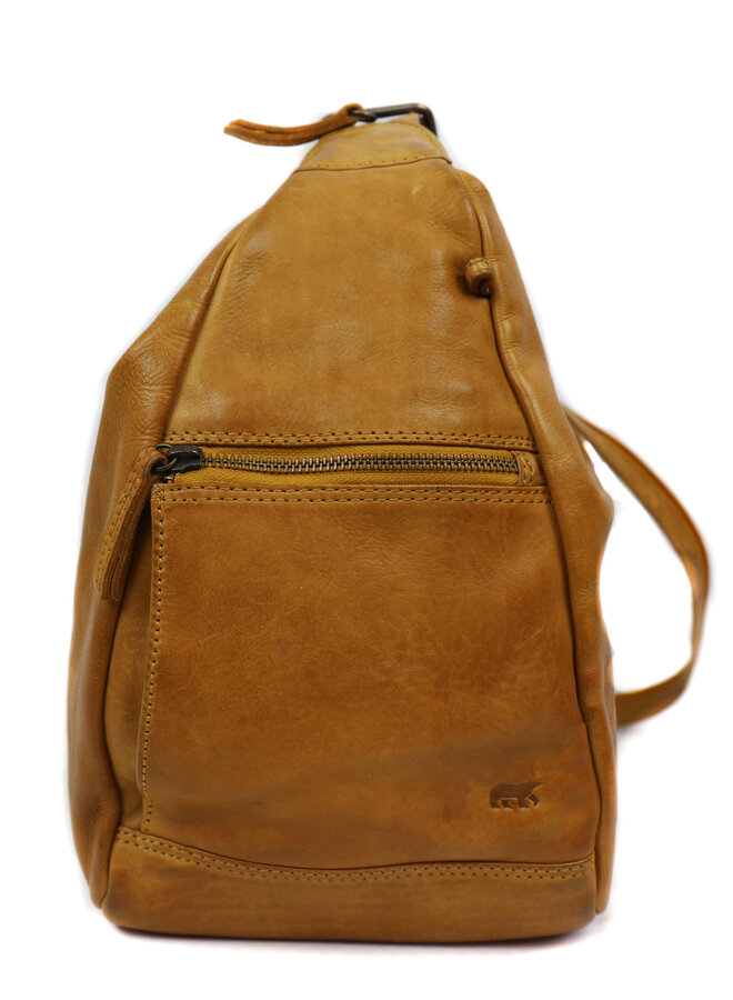 Leren vouw rugzak Hannie CL36137 okergeel