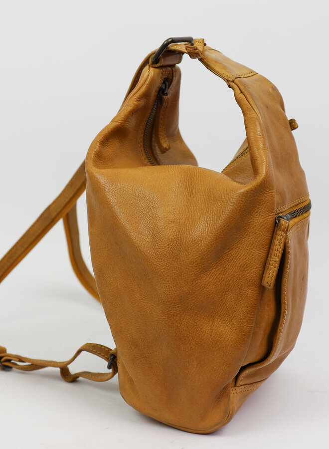 Leren vouw rugzak Hannie CL36137 okergeel