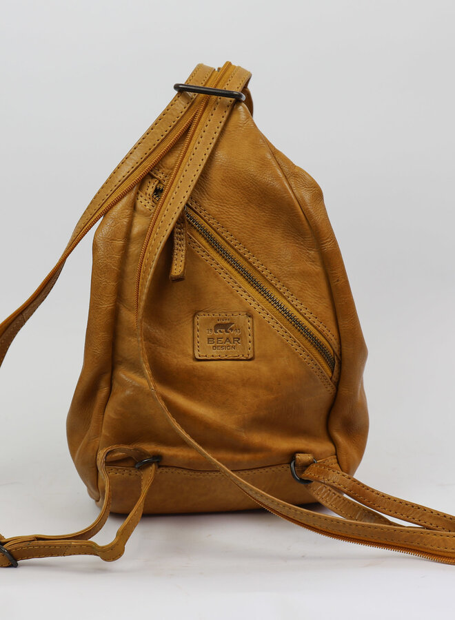 Leren vouw rugzak Hannie CL36137 okergeel