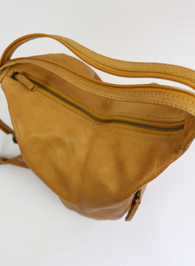 Leren vouw rugzak Hannie CL36137 okergeel