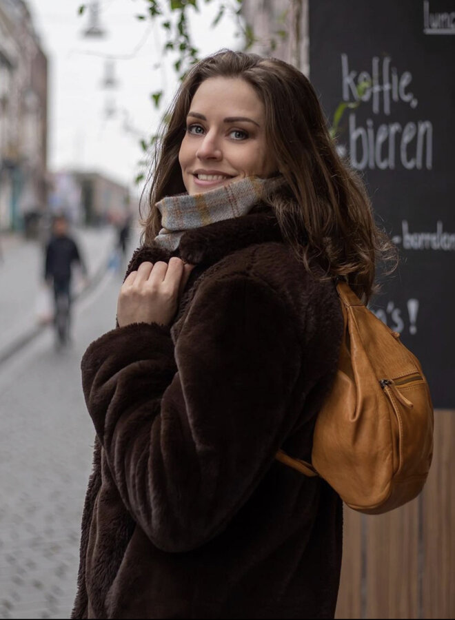 Leren vouw rugzak Hannie CL36137 okergeel