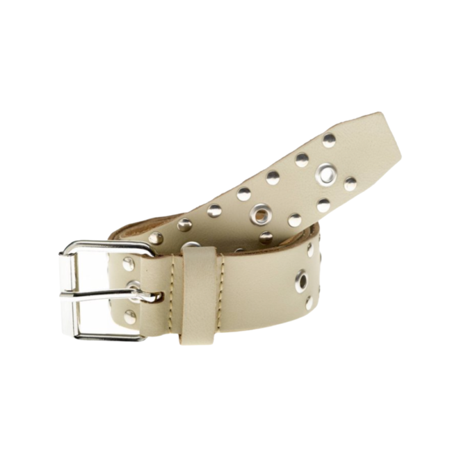 Studs/Eyelets Belt Beige Zilver