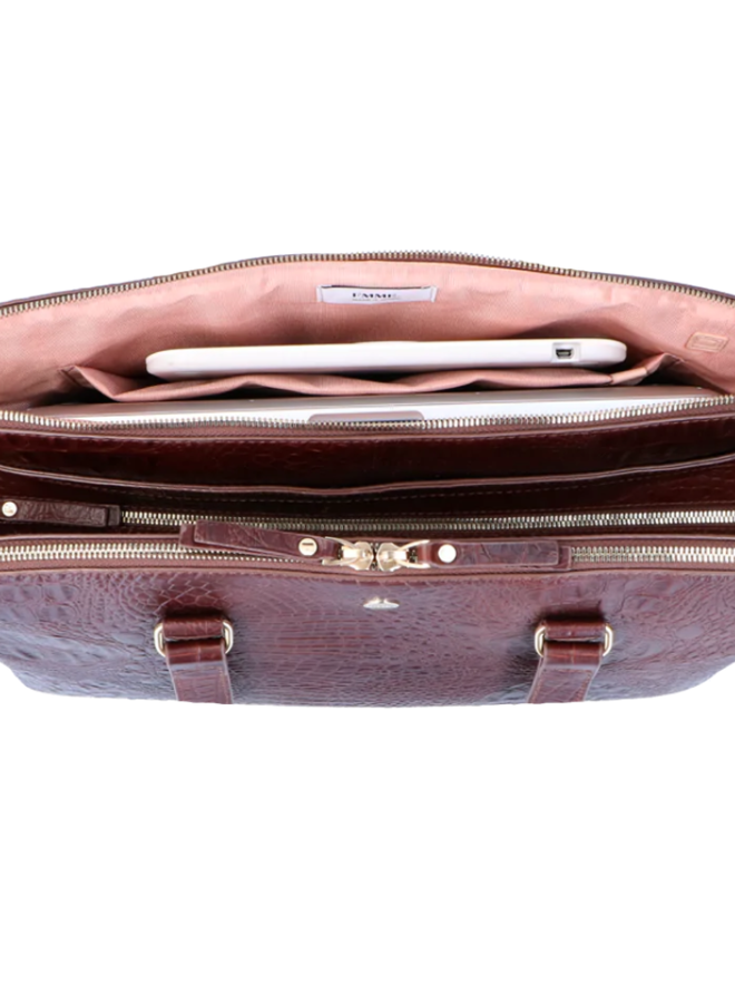 Charlotte Croco Brown 15.6 Inch