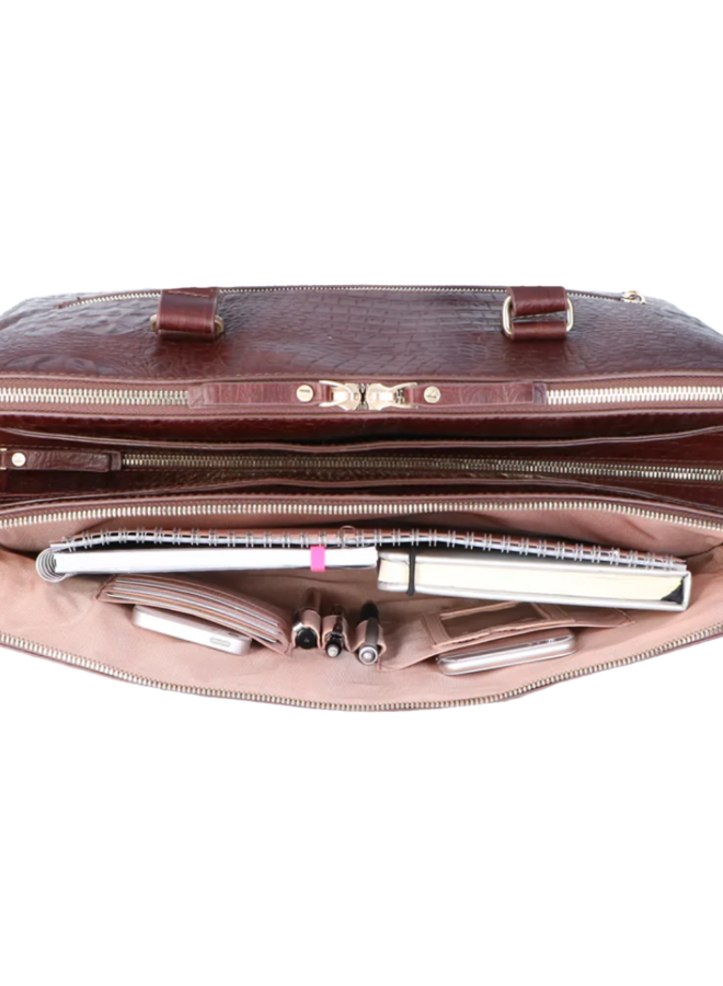 Charlotte Croco Brown 15.6 Inch