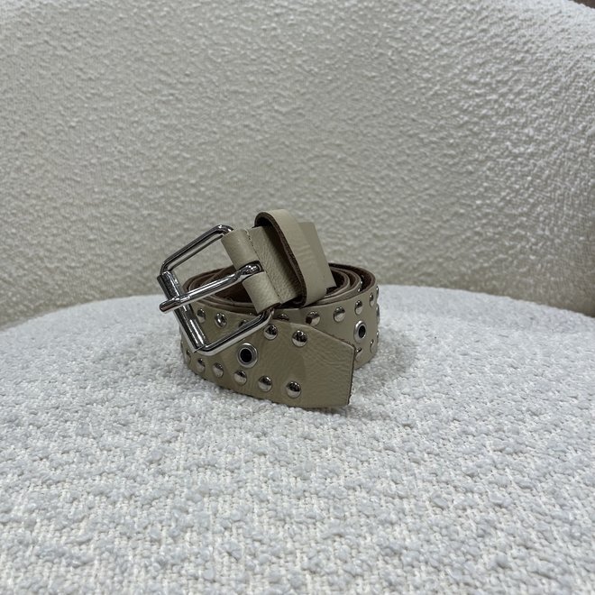 Studs/Eyelets Belt Beige Zilver