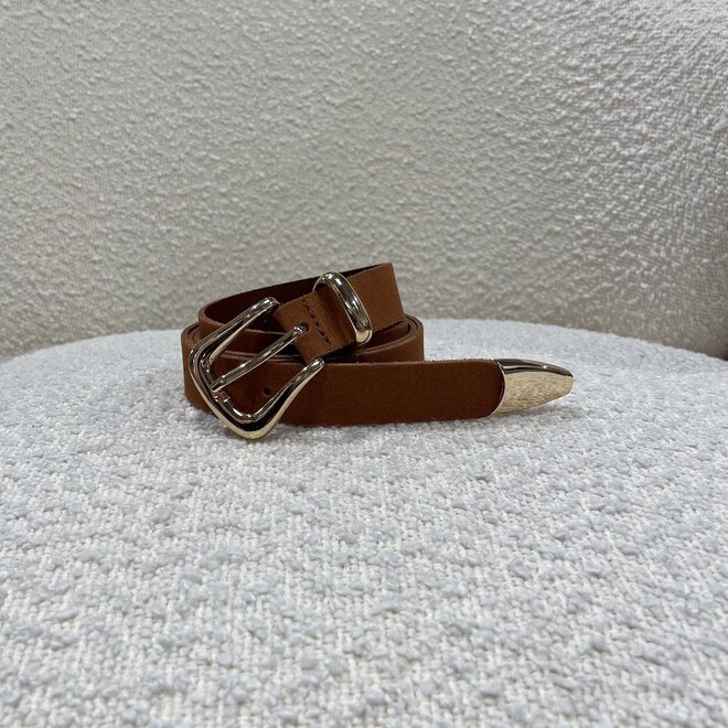 Suede riem Cognac/Goud