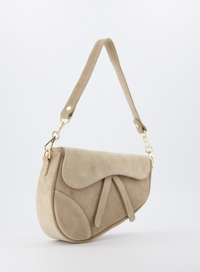 Gigi Zadeltasje Suede Beige