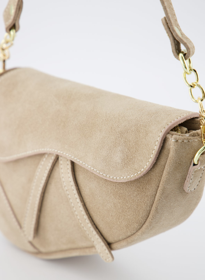 Gigi Zadeltasje Suede Beige