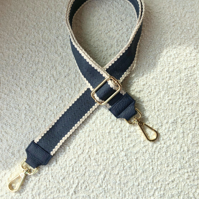 Small Side Bag Strap Donkerblauw Goud