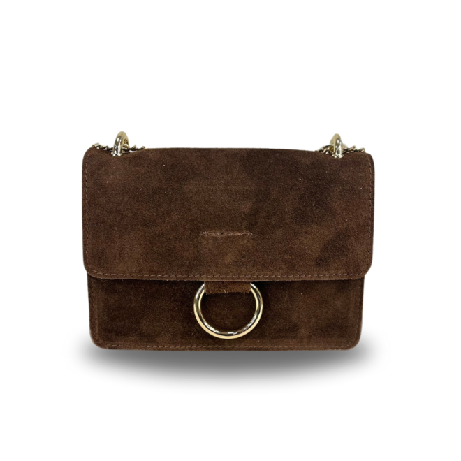 Ring Bag Suede Donker Cognac