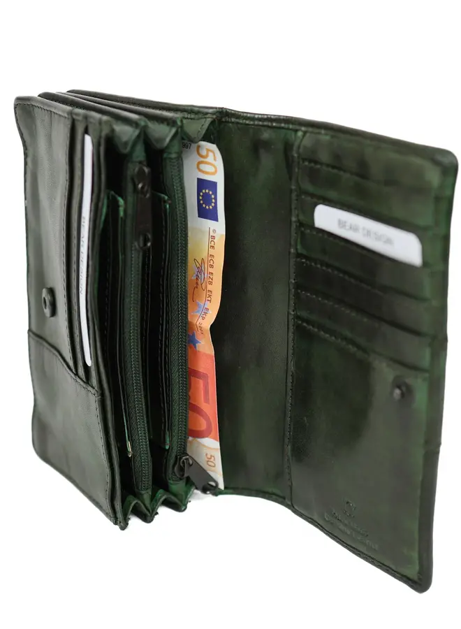 Overslag portemonnee 'Emma' CL21561 Studs Groen