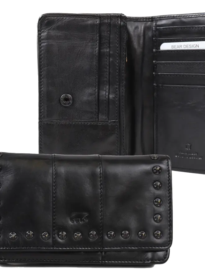 Overslag portemonnee 'Emma' CL21561 Studs Zwart