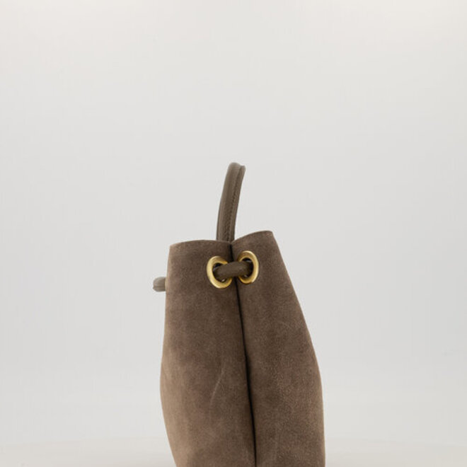 Mimi Schoudertas Suede Donker Taupe