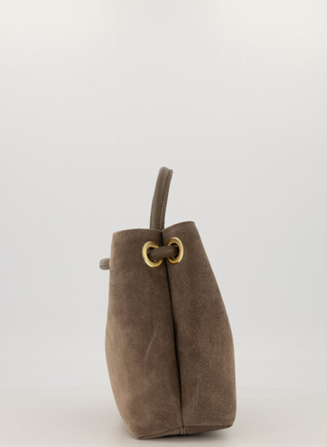 Mimi Schoudertas Suede Donker Taupe