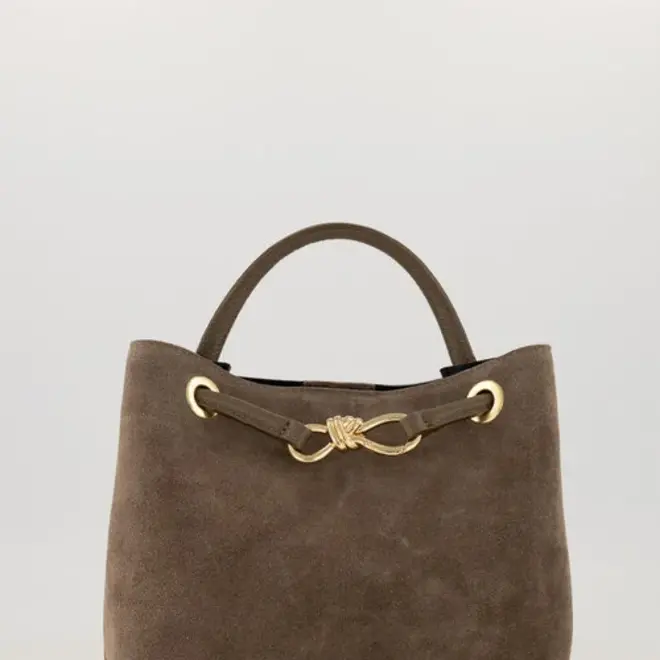Mimi Schoudertas Suede Donker Taupe
