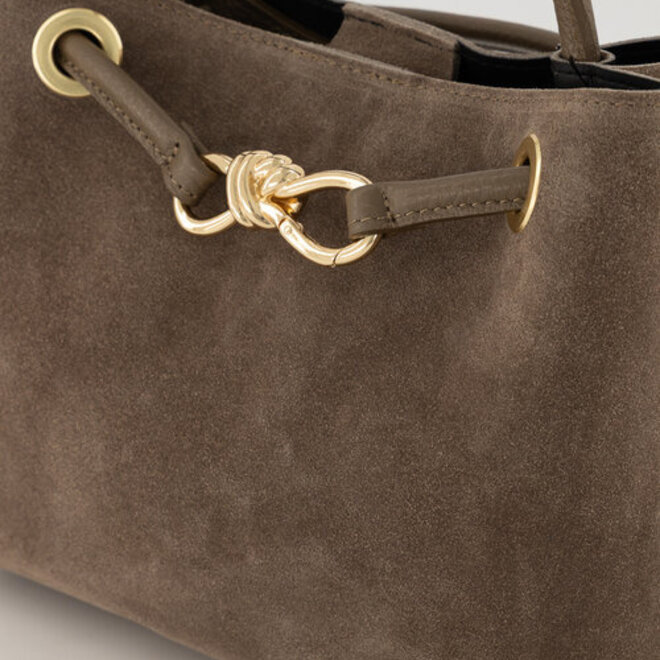 Mimi Schoudertas Suede Donker Taupe