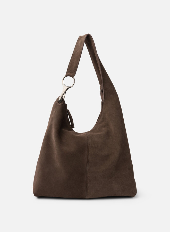 Jackpot Schoudertas Suede Donkerbruin