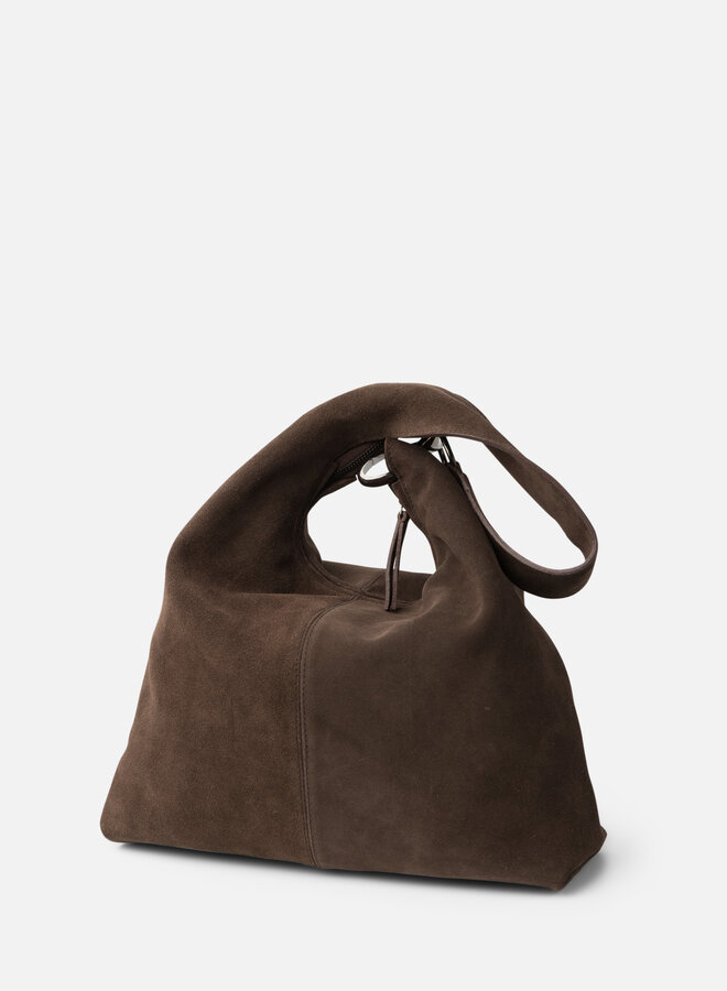 Jackpot Schoudertas Suede Donkerbruin