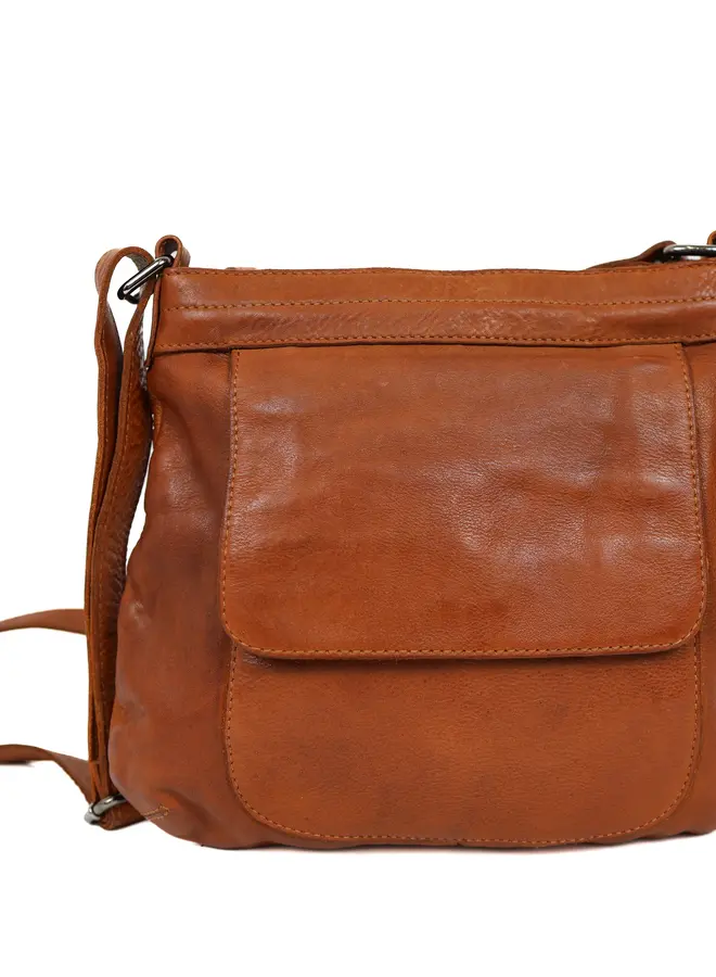 Schoudertas met voorvak Merle MJ2034 Cognac